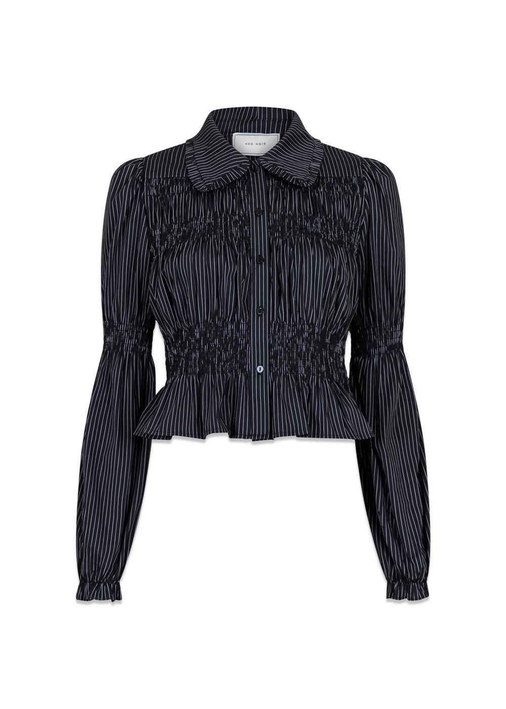 Kella Stripe Smock Shirt - Black