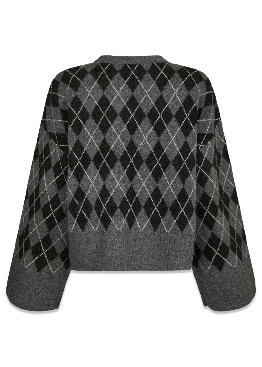 Kick Check Knit Blouse - Antracit-Knitwear-Neo Noir-Butler Loftet