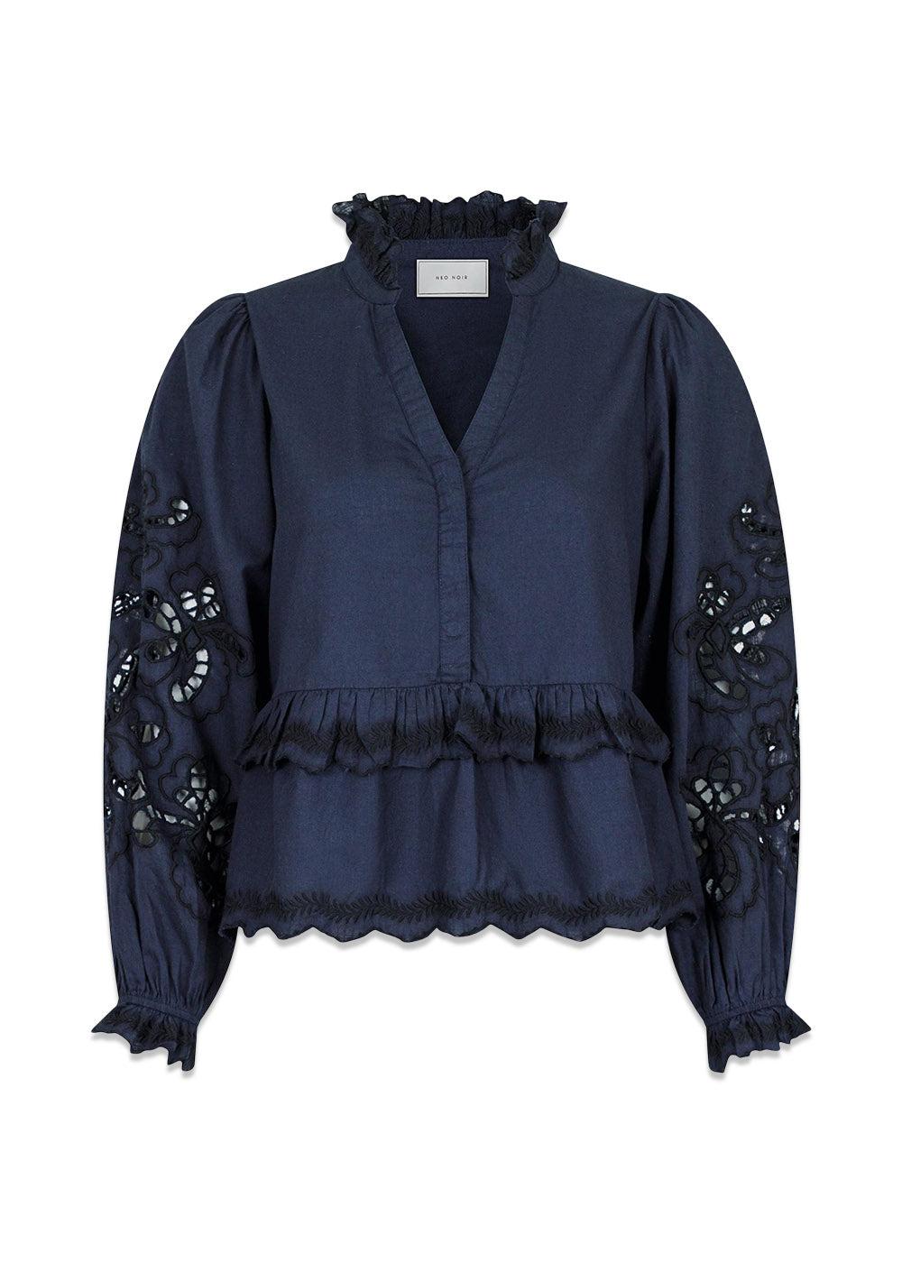 Kimmo Embroidery Blouse - Navy