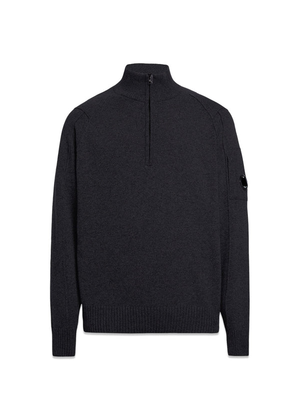 C.P. Companys Knitwear Polo Collar Lambswool - Black. Køb strik her.