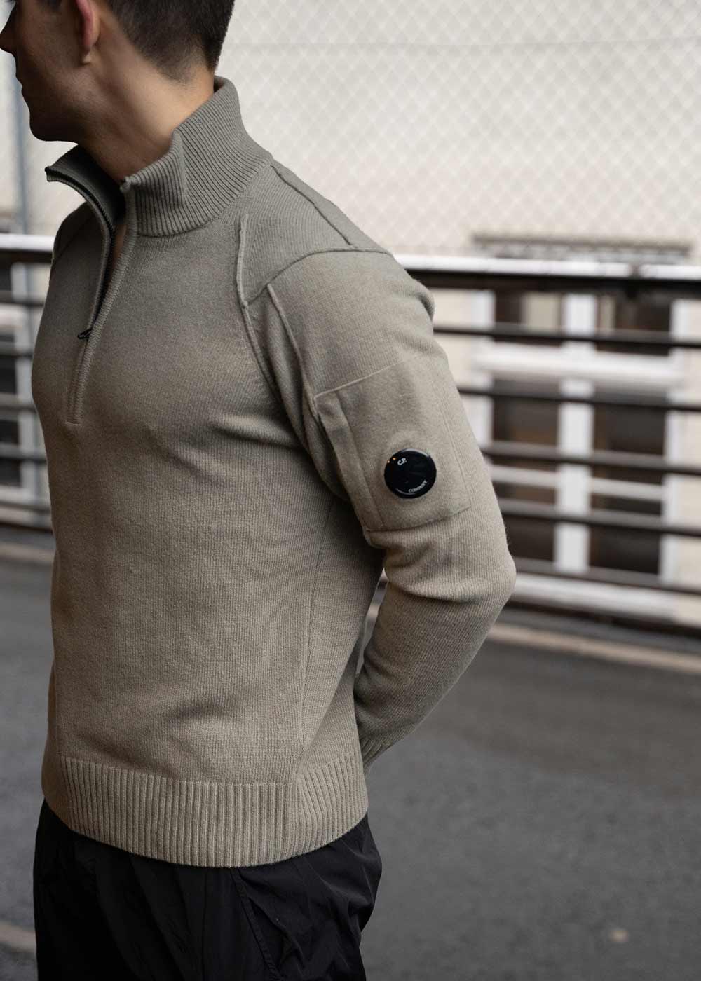 Knitwear Polo Collar Lambswool - Silver Sage-Knitwear-C.P. Company-Butler Loftet