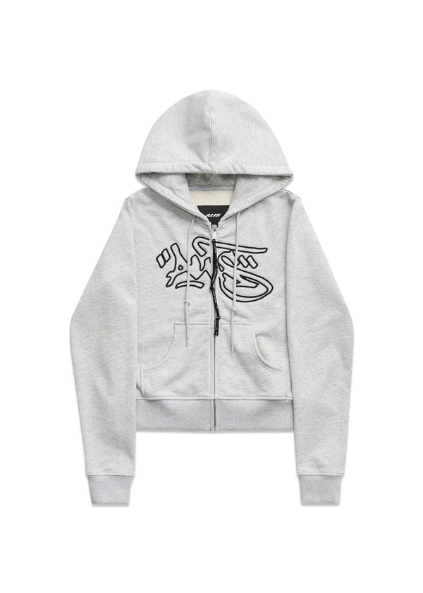 LAUREN TIGHT FIT HOODIE W/ EMBROIDERY - Grey Melange-Hoodies-ALIS-Butler Loftet