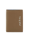 LEATHER BIFOLD WALLET WITH MARNI MENDING - Brown/Blue