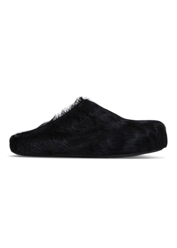 LONG HAIR CALFSKIN FUSSBETT SABOT - Black