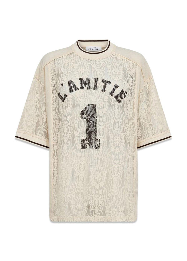 Lace Football Tee - Pearl-T-shirts-HAUTE L’AMITIÉ-Butler Loftet