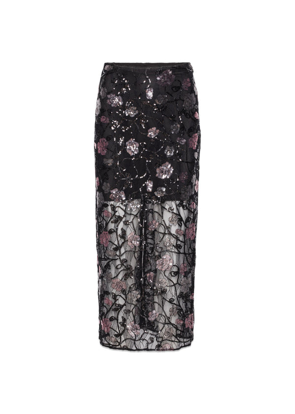 Lace Midi Skirt - Black