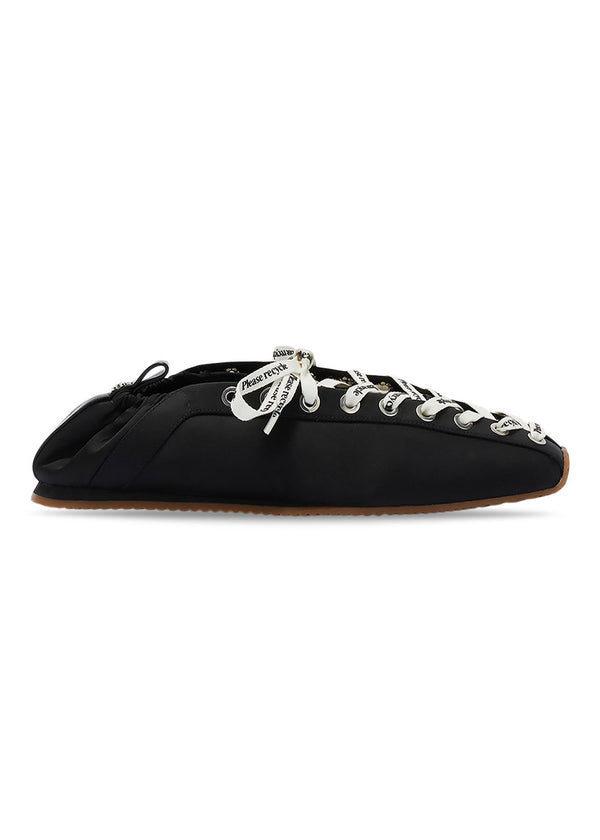 Lace Up Sporty Ballerina Nylon - Black-Shoes-Ganni-Butler Loftet
