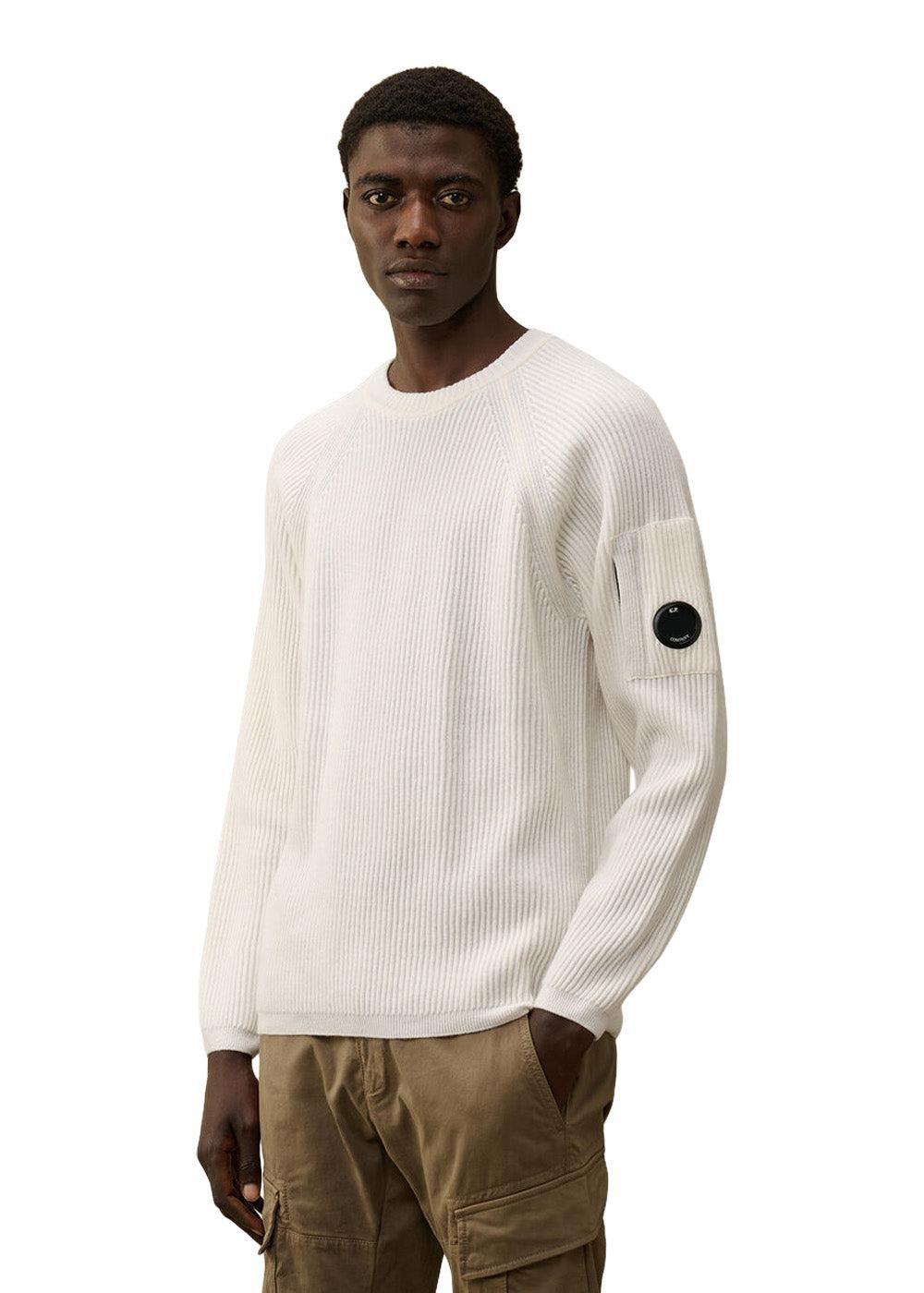 Lambswool Crew Neck Full Knit - Gauze White