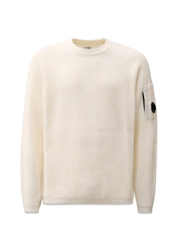 Lambswool Crew Neck Full Knit - Gauze White