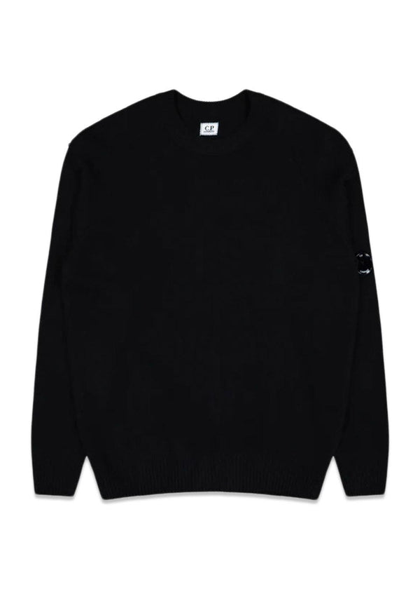 Lambswool Knitwear Crew Neck - Black-Knitwear-C.P. Company-Butler Loftet