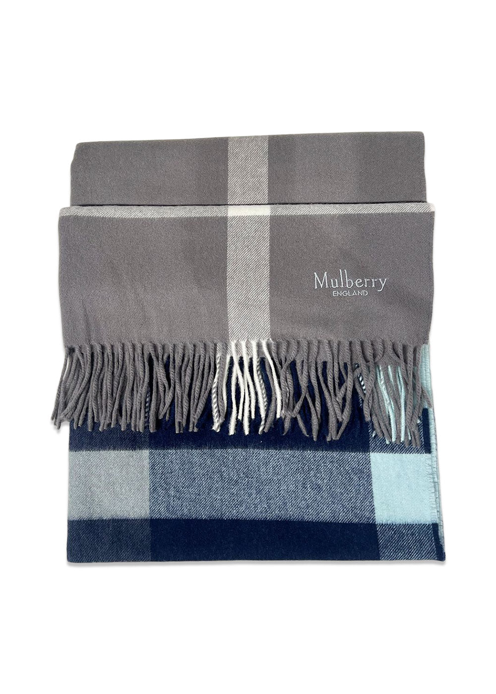 Large Check Merino Wool Scarf - Charcoal