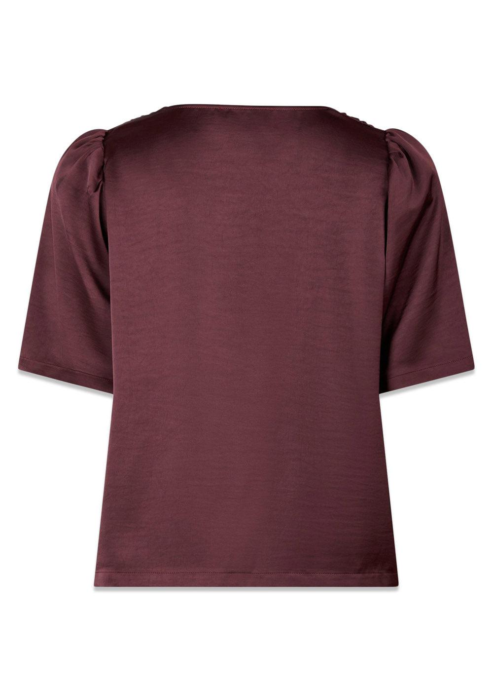 Largo Heavy Sateen Blouse - Burgundy