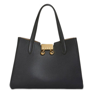 Leather Trunkaroo Tote Handbag - Black-Bags-Marni-Butler Loftet