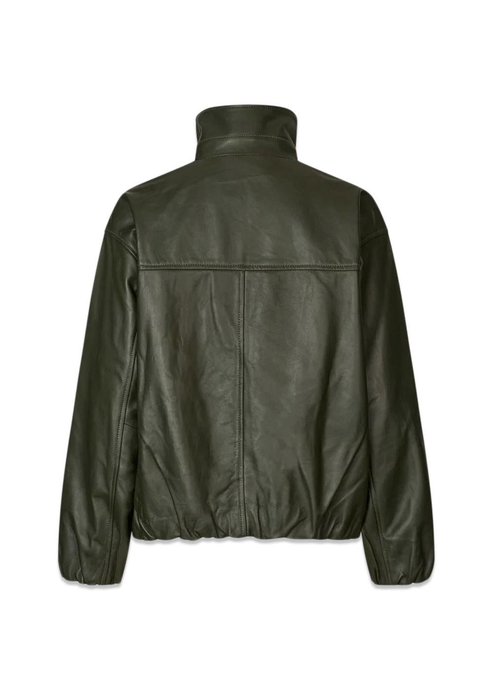 Lenny Leather Jacket - Dark Army-Outerwear-Oval Square-Butler Loftet