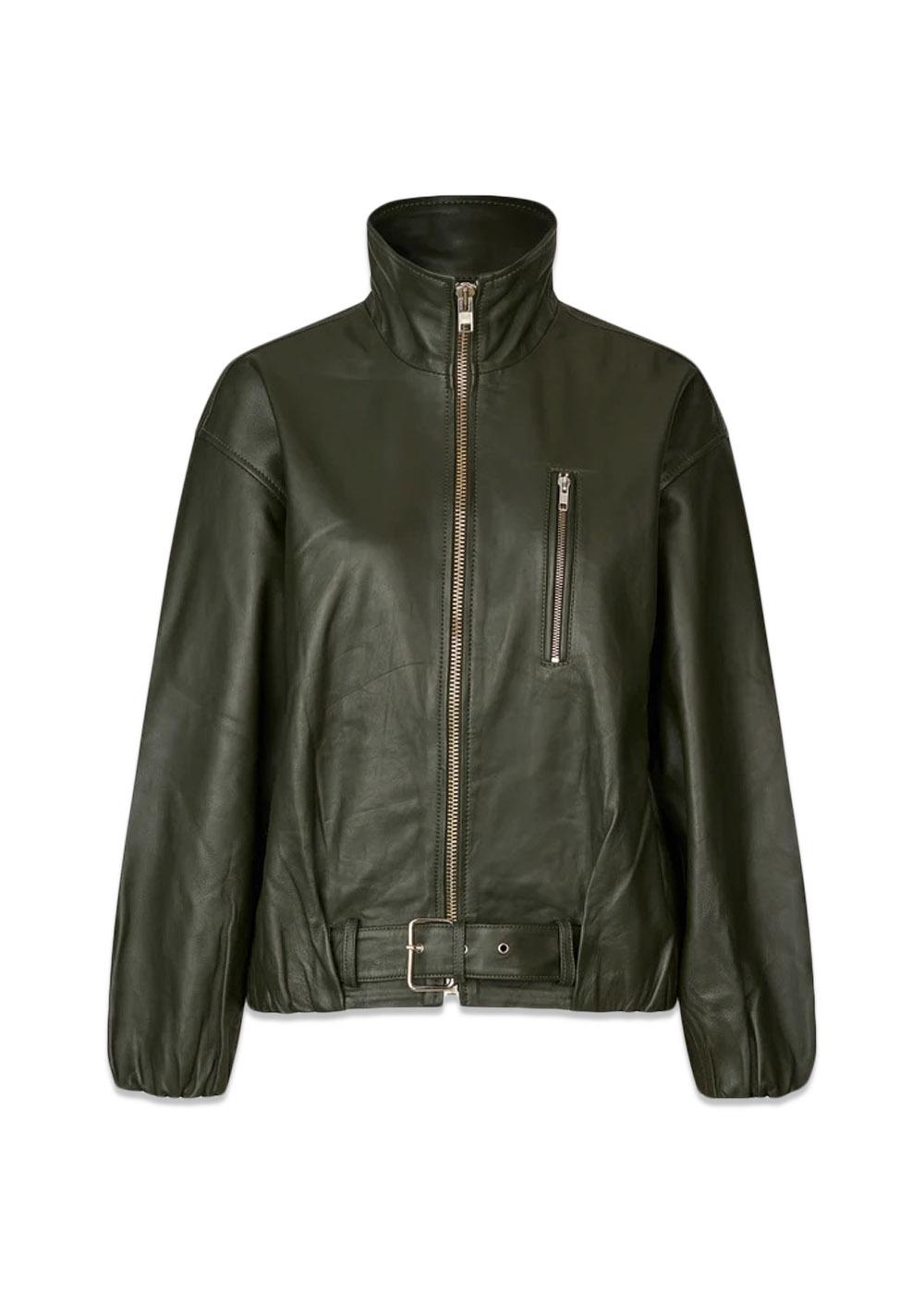 Lenny Leather Jacket - Dark Army-Outerwear-Oval Square-Butler Loftet