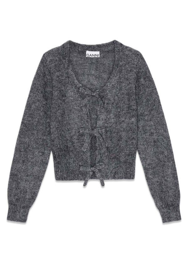 Light Mohair Tie String Cardigan - Paloma Melange