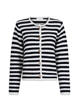 Neo Noirs Limone Stripe Knit Jacket - Navy/White. Køb overtøj her.