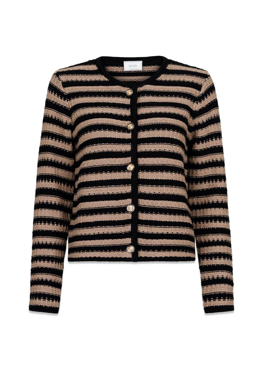 Limone Stripe Knit Jacket - Taupe