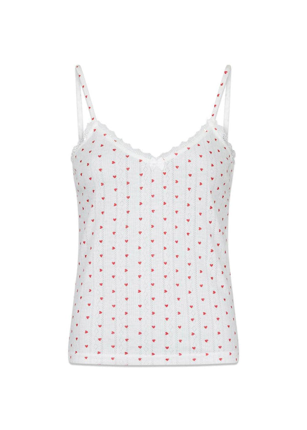 Lindsay Pointelle Heart Top - White