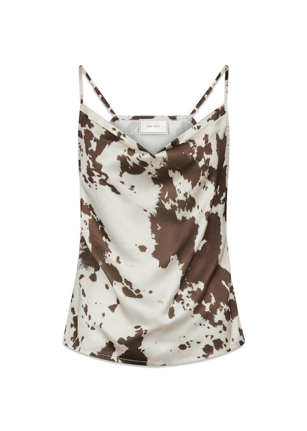 Lindy Cow Print Top - Brown-Top-Neo Noir-Butler Loftet