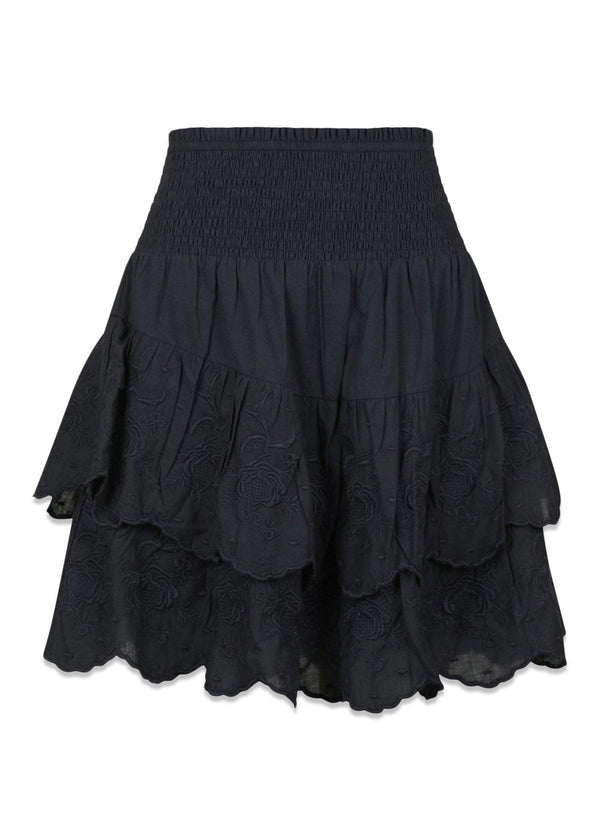 Line Emb Skirt - Navy