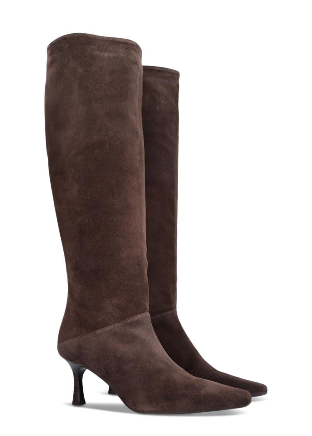 Long Boots - T.Moro Babysilk Dark Suede 556-Boots-Billi Bi-Butler Loftet