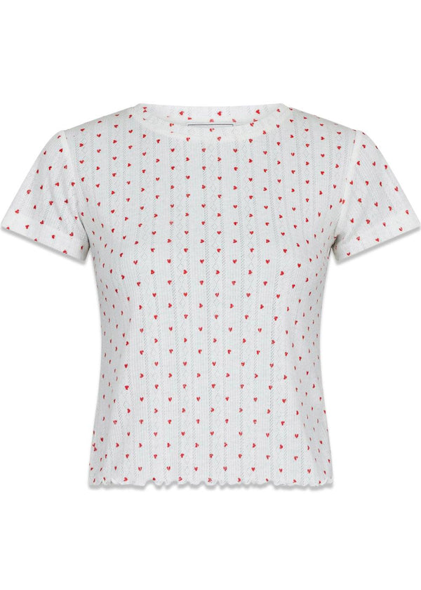 Lonnie Pointelle Heart Top - White