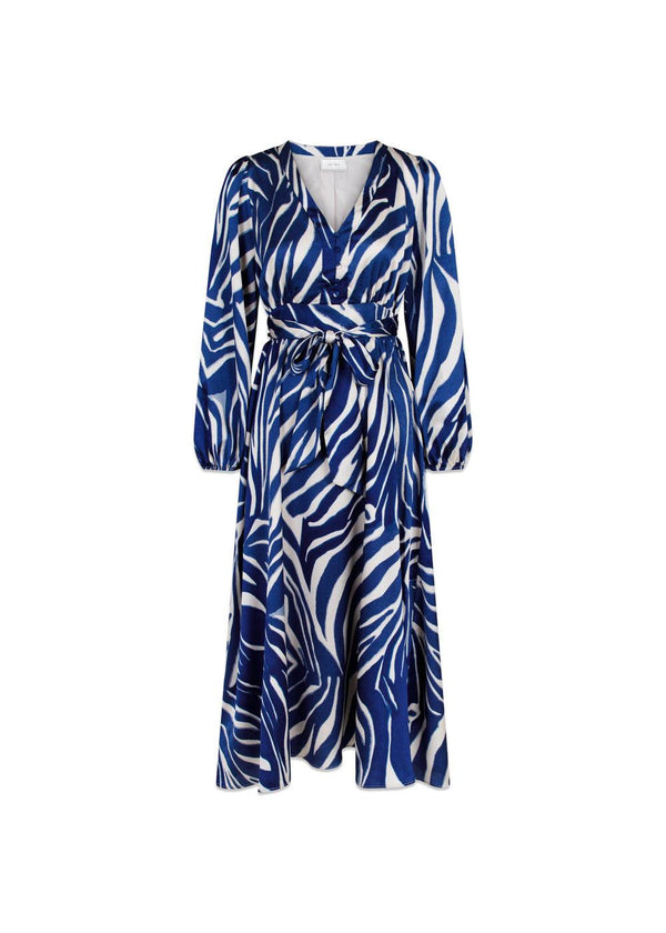 Neo Noirs Louise Wave Line Dress - Blue. Køb kjoler her.