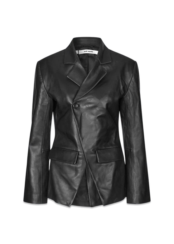 Luxury Leather Blazer - Black