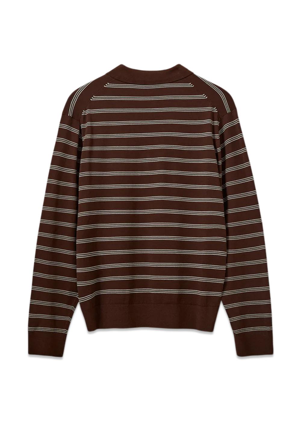MADISON POLO - Espresso/Ecru Stripe-Knitwear-The Garment-Butler Loftet