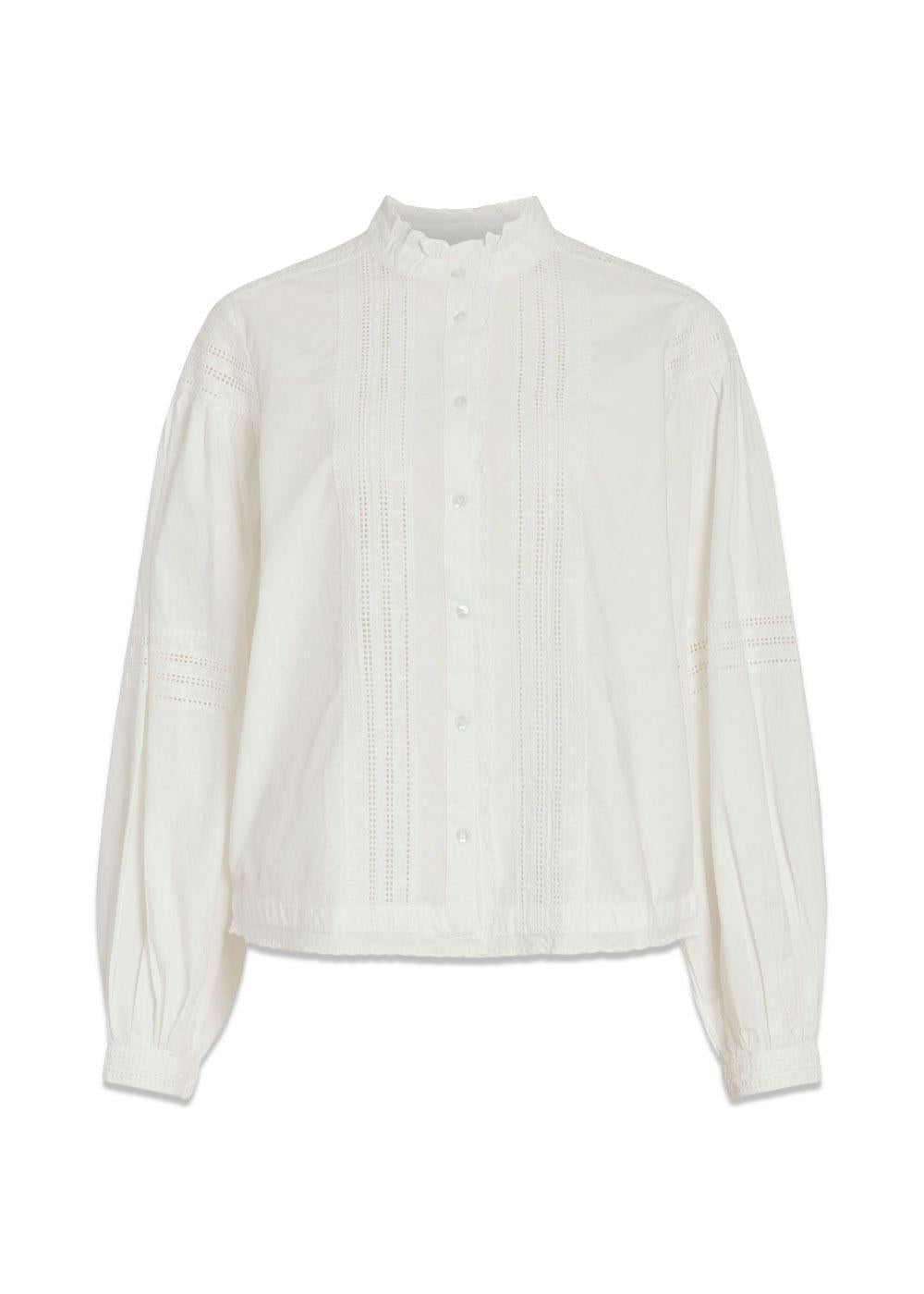 MANDARIN COLLAR LONG SLEEVED SHIRT - Cloud Dancer-Shirts-ROUGE EDIT-Butler Loftet