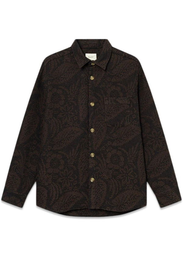 MAP JACQUARD SHIRT - Cold Brown