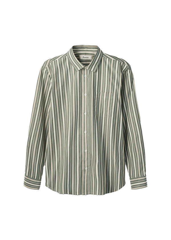 MAPLE POPLIN SHIRT - Dark Green Stripe-Shirts-Forét-Butler Loftet