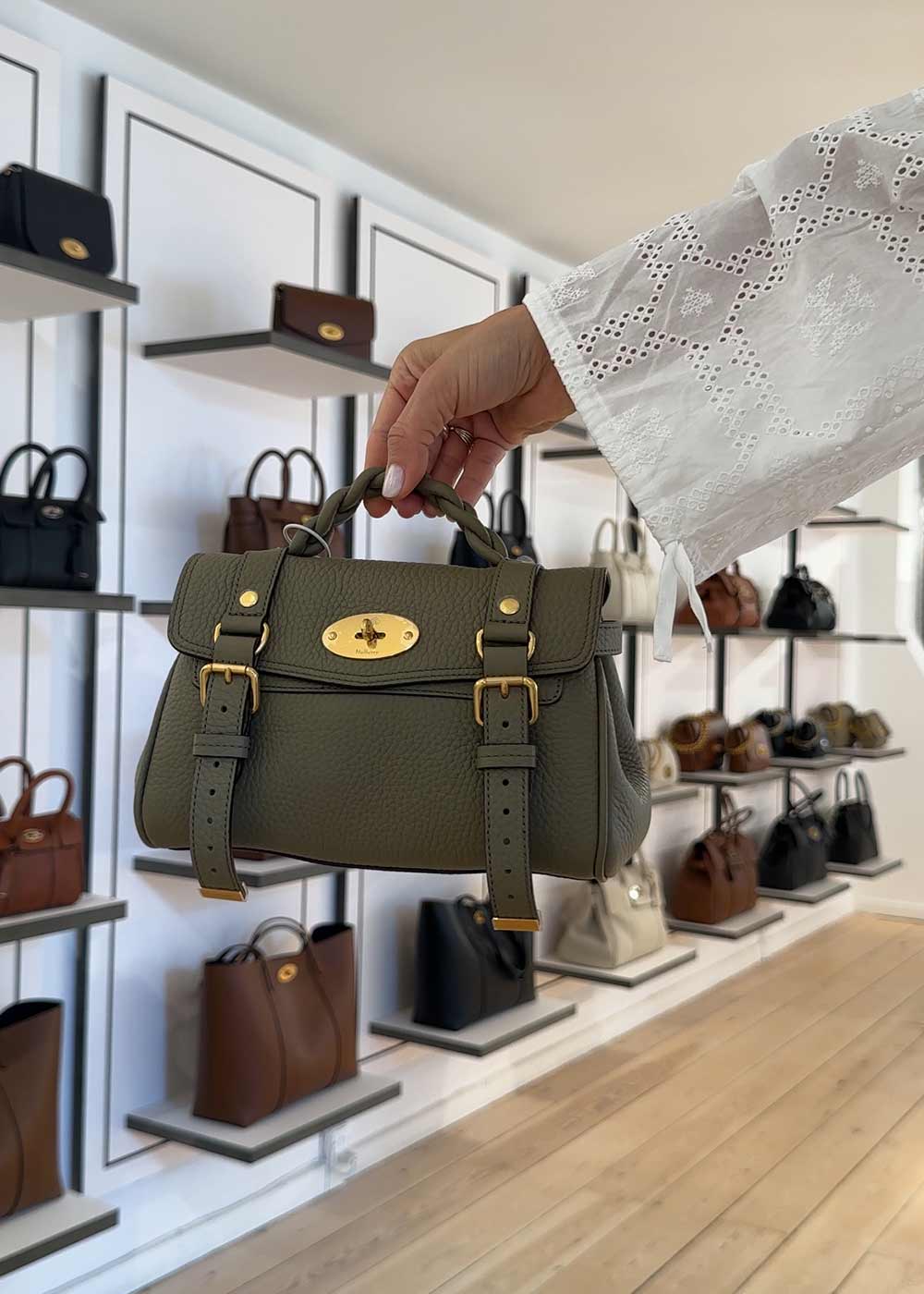 MINI ALEXA HEAVY GRAIN - Linen Green-Bags-Mulberry-Butler Loftet