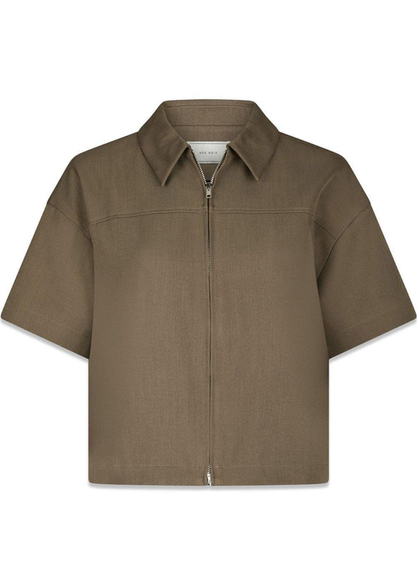 Madicken Structure Blouse - Taupe-Blouses-Neo Noir-Butler Loftet