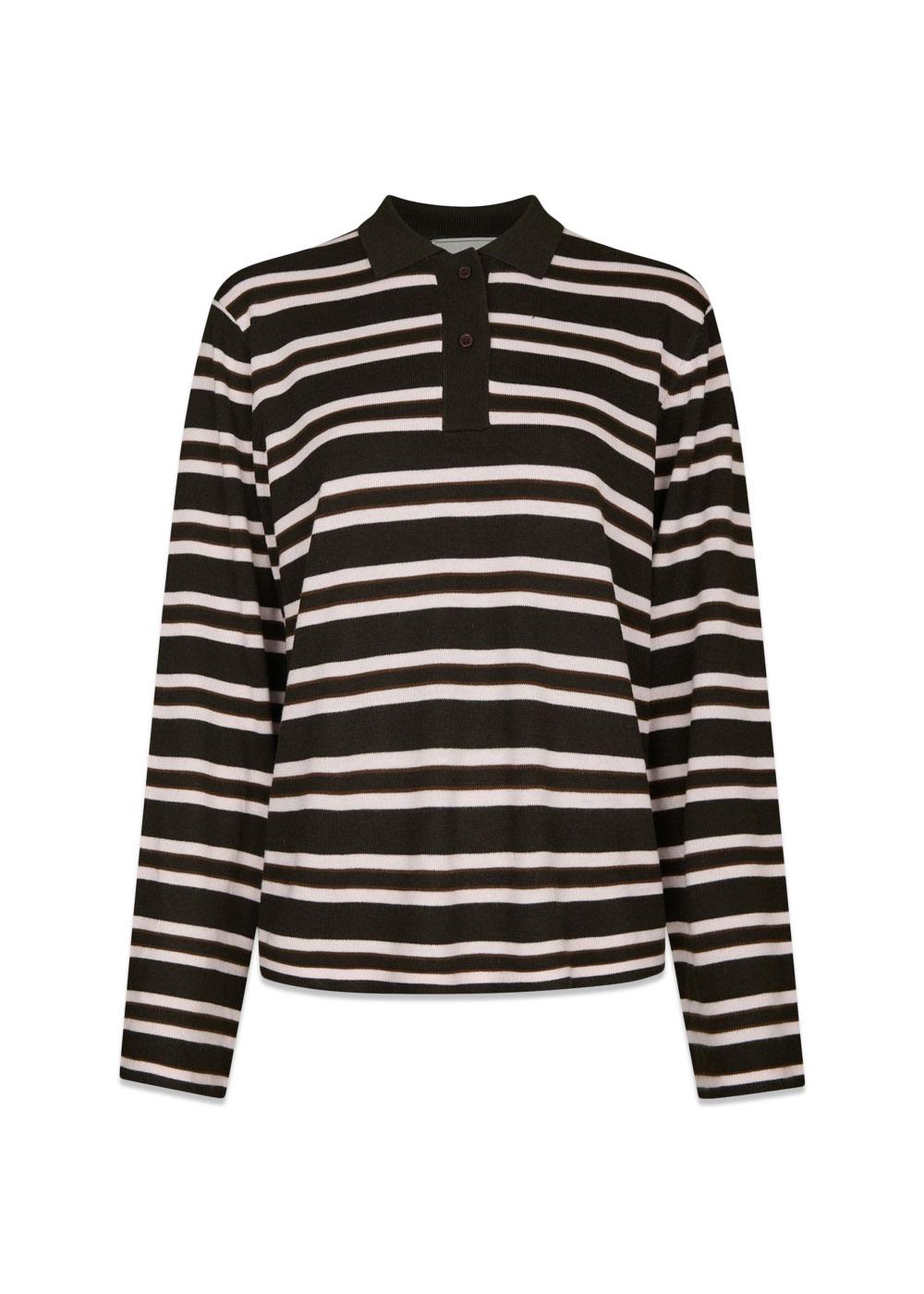 Mala Polo Knit Blouse - Dark Brown-Knitwear-Neo Noir-Butler Loftet
