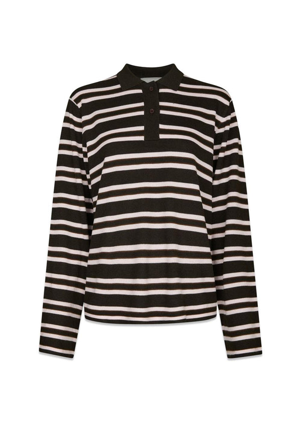 Mala Polo Knit Blouse - Dark Brown-Knitwear-Neo Noir-Butler Loftet