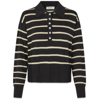 MalvaMD stripe polo - Black Summersand Stripe-Knitwear-Modström-Butler Loftet