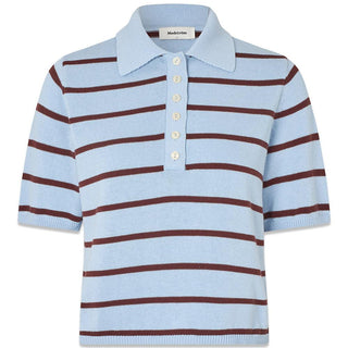 Malvamd SS stripe polo - Cashmere Blue Andorra Stripe-Knitwear-Modström-Butler Loftet