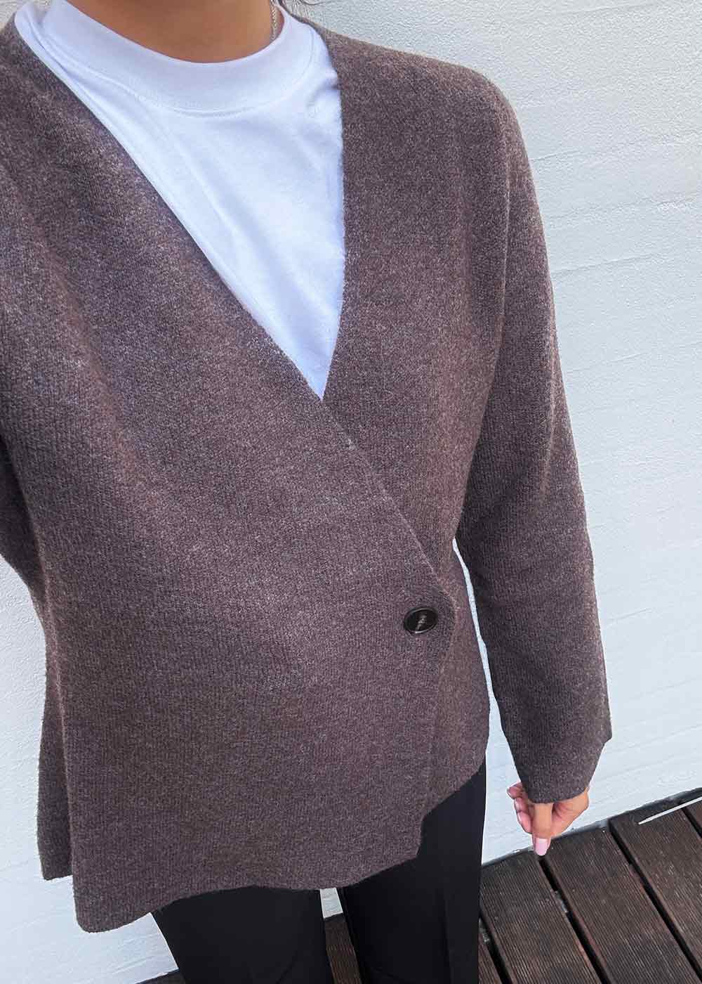 Marie Louise Knit Cardigan - Brown Melange-Knitwear-Neo Noir-Butler Loftet