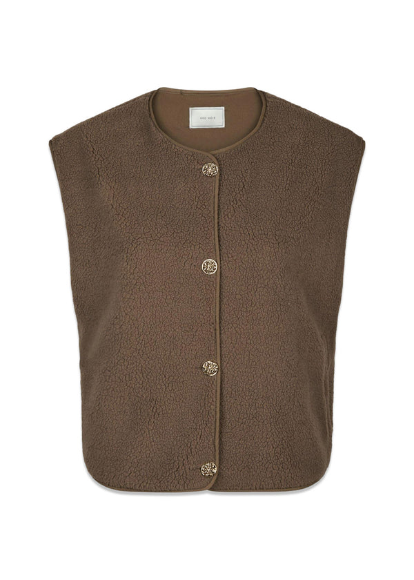Mariko Teddy Vest - Taupe-Outerwear-Neo Noir-Butler Loftet