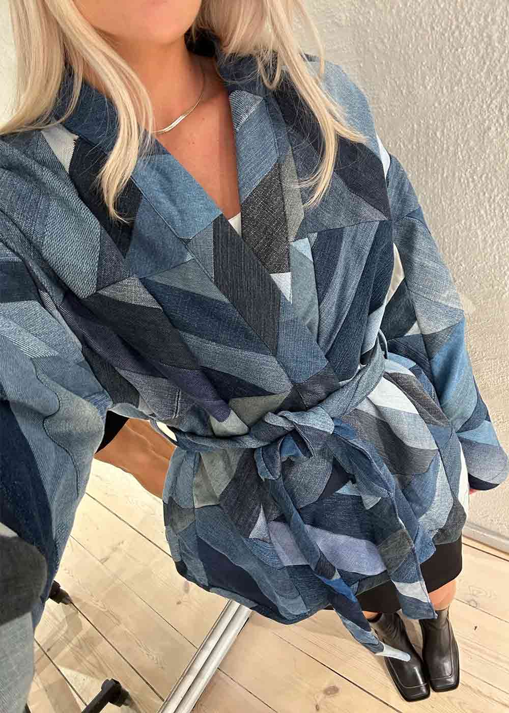 Marlene Patchwork Denim Jacket - Denim Blue