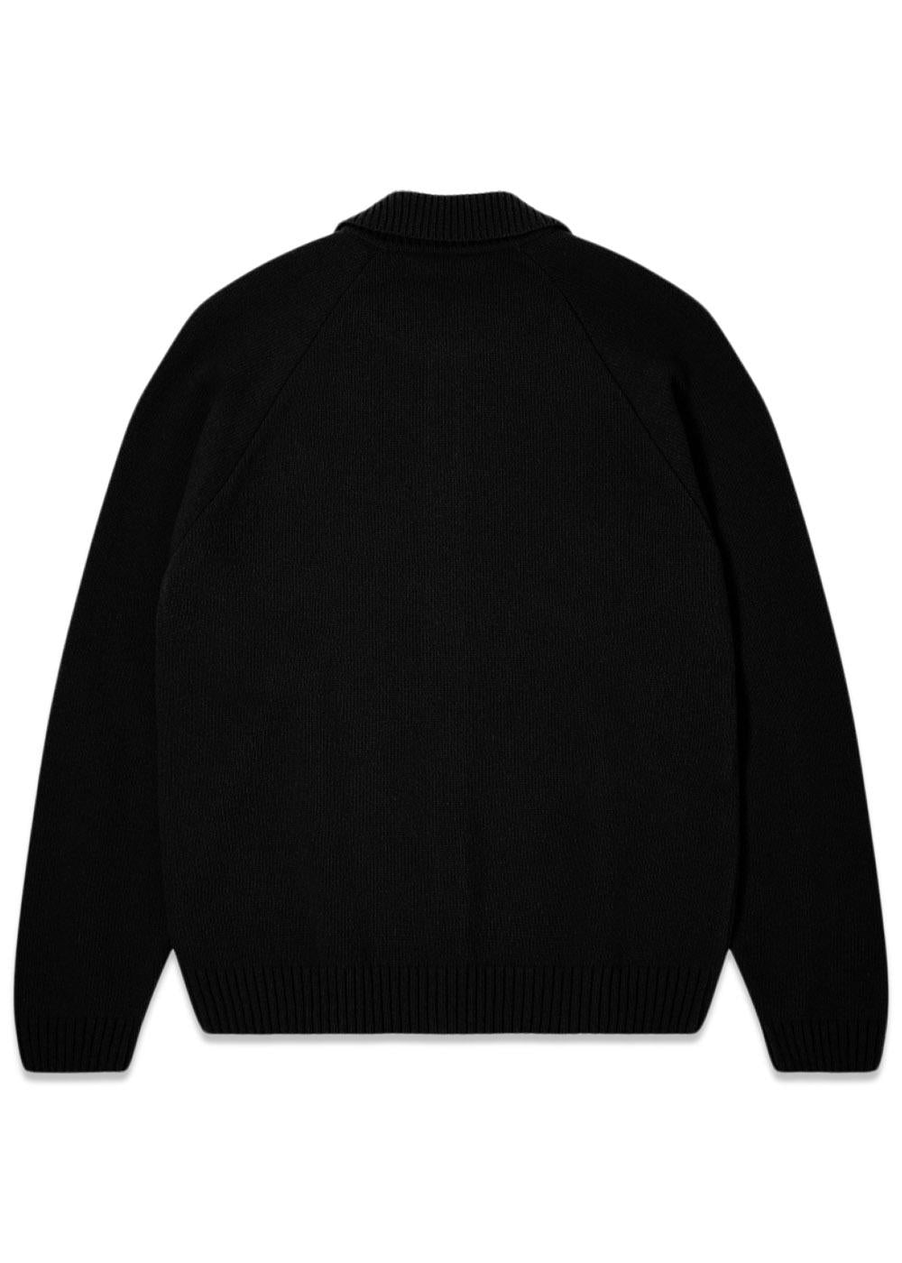 Mars Polo Cardigan - Black Garment Washed-Knitwear-Edwin-Butler Loftet