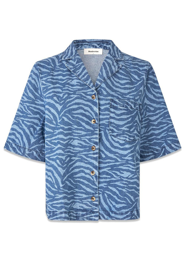 MaseMD print SS shirt - Blue Zebra-Shirts-Modström-Butler Loftet