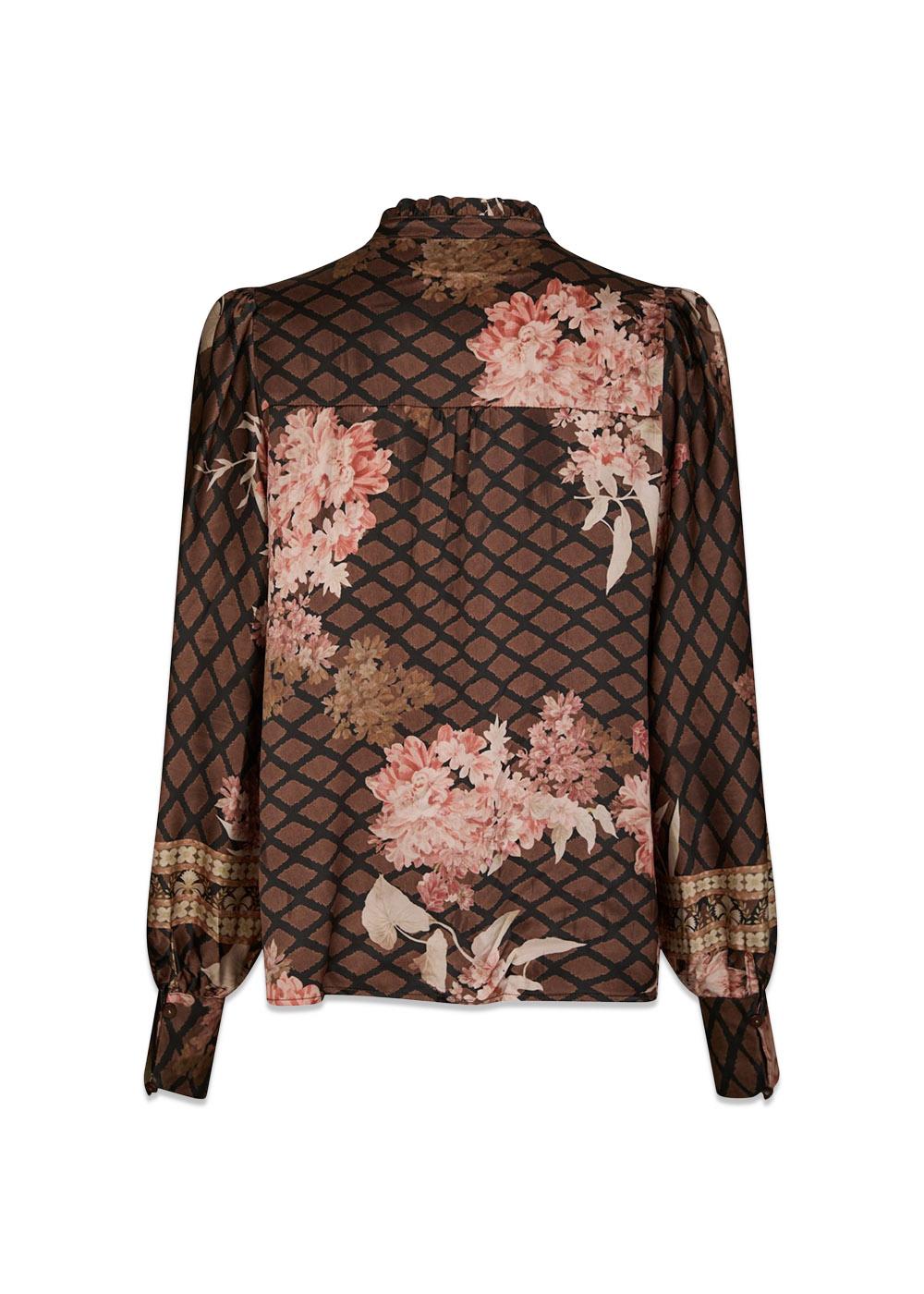 Massima Botanical Border Blouse - Black-Blouses-Neo Noir-Butler Loftet