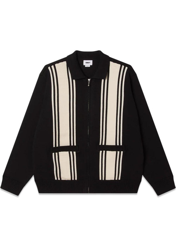 Matt Zip Up Sweater - Black/White-Knitwear-OBEY-Butler Loftet