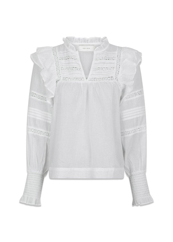 Mauri S Voile Blouse - White-Blouses-Neo Noir-Butler Loftet