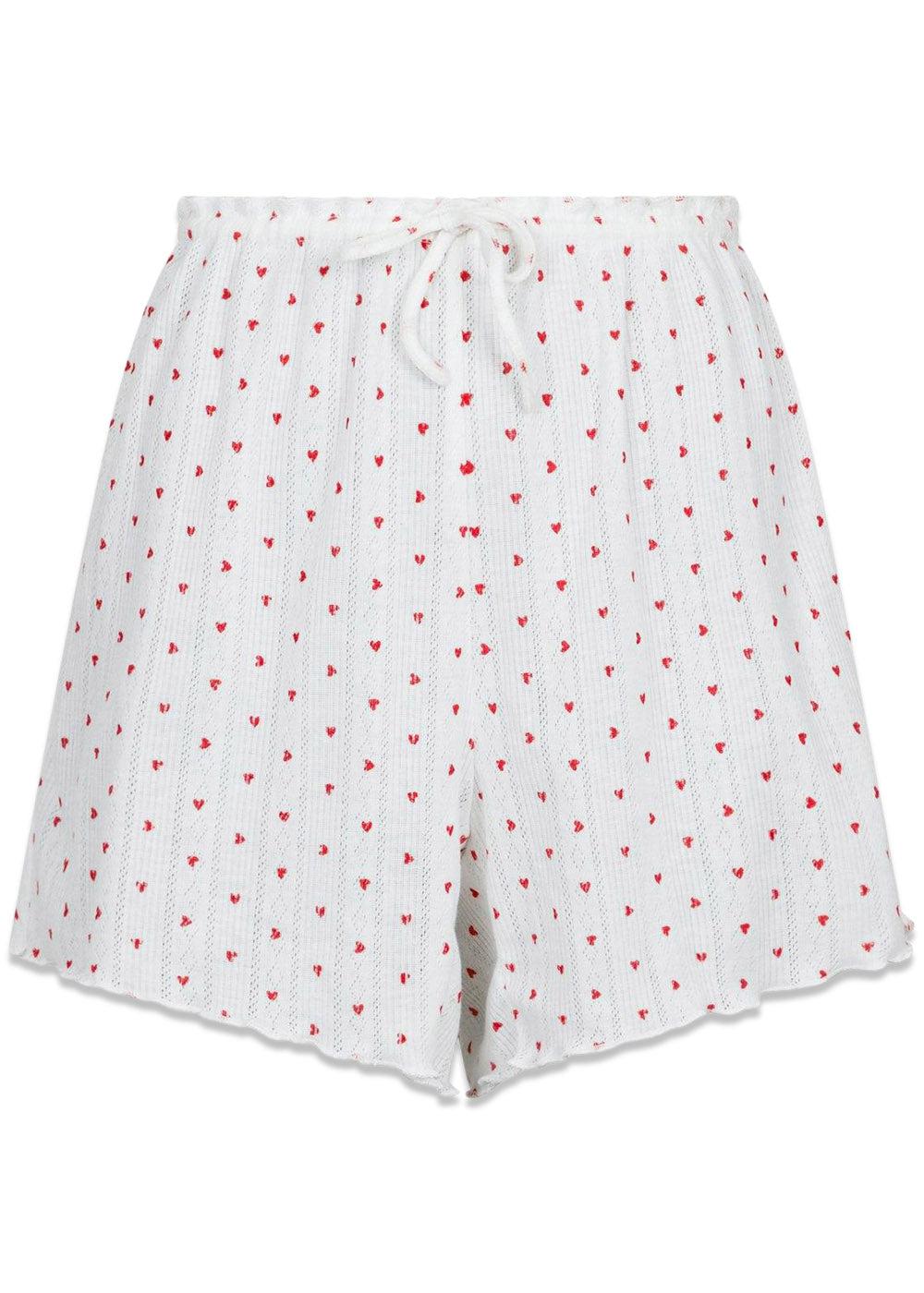 Merritt Pointelle Heart Shorts - White