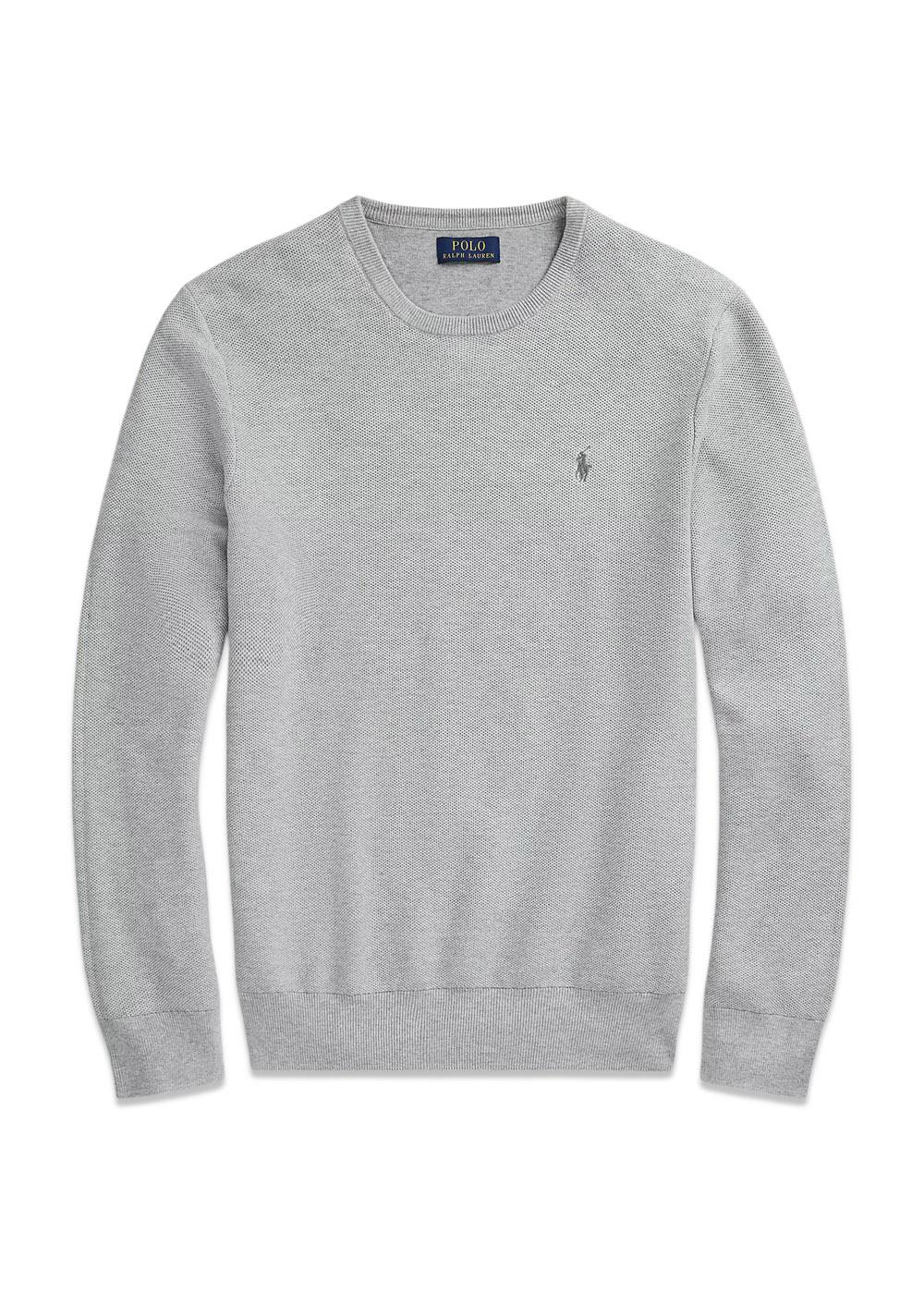 Mesh Knit Cotton Crewneck Sweater - Andover Heather-Knitwear-Ralph Lauren-Butler Loftet