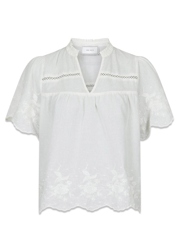 Micheline Emb Blouse - Off White